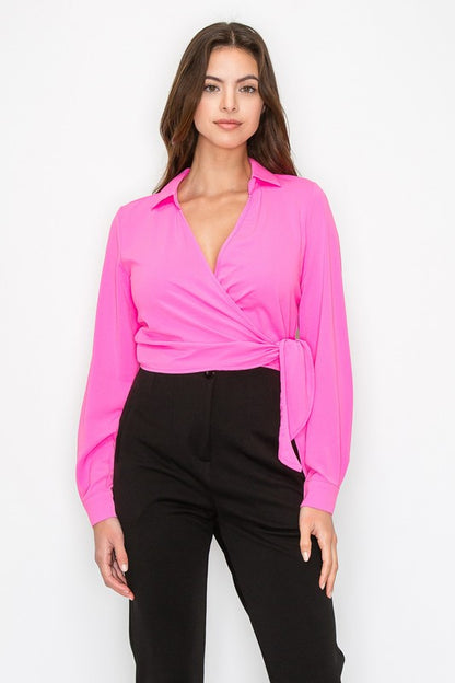 Side Tie Surplice Wrap Top