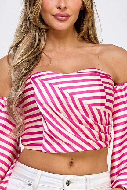 Striped Off Shoulder Crop Top