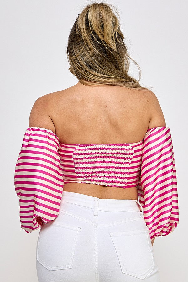 Striped Off Shoulder Crop Top