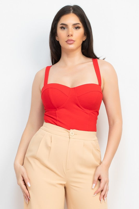 Sweetheart Seamed Wide Straps Bodysuit