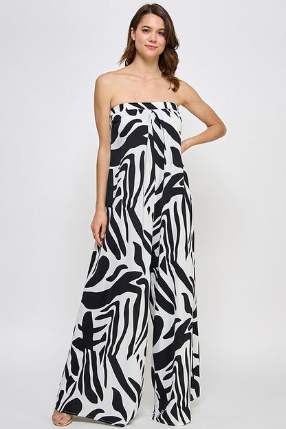 Printed Strapless Jumpsuit