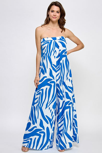 Printed Strapless Jumpsuit