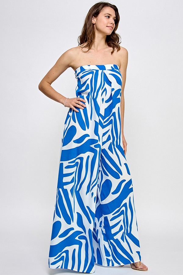 Printed Strapless Jumpsuit