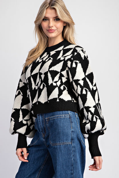 geo pattern cropped sweater