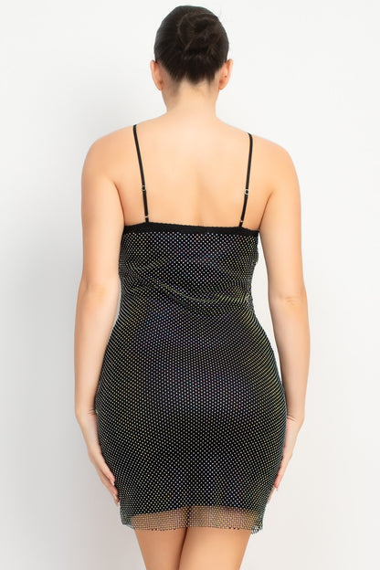 Fishnet Rhinestone Bodycon Cami Dress