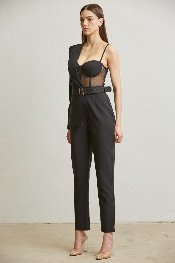 one side blazer corset jumpsuit