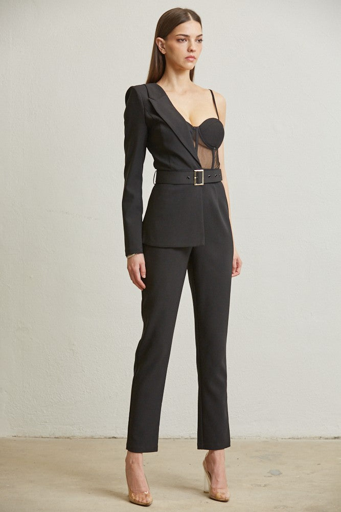 one side blazer corset jumpsuit