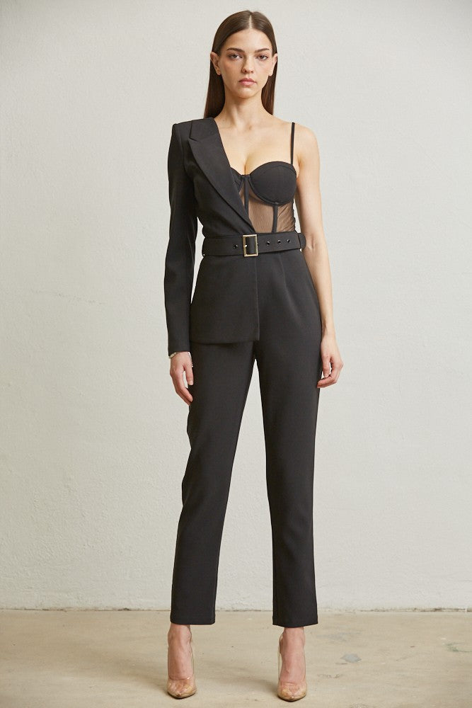 one side blazer corset jumpsuit