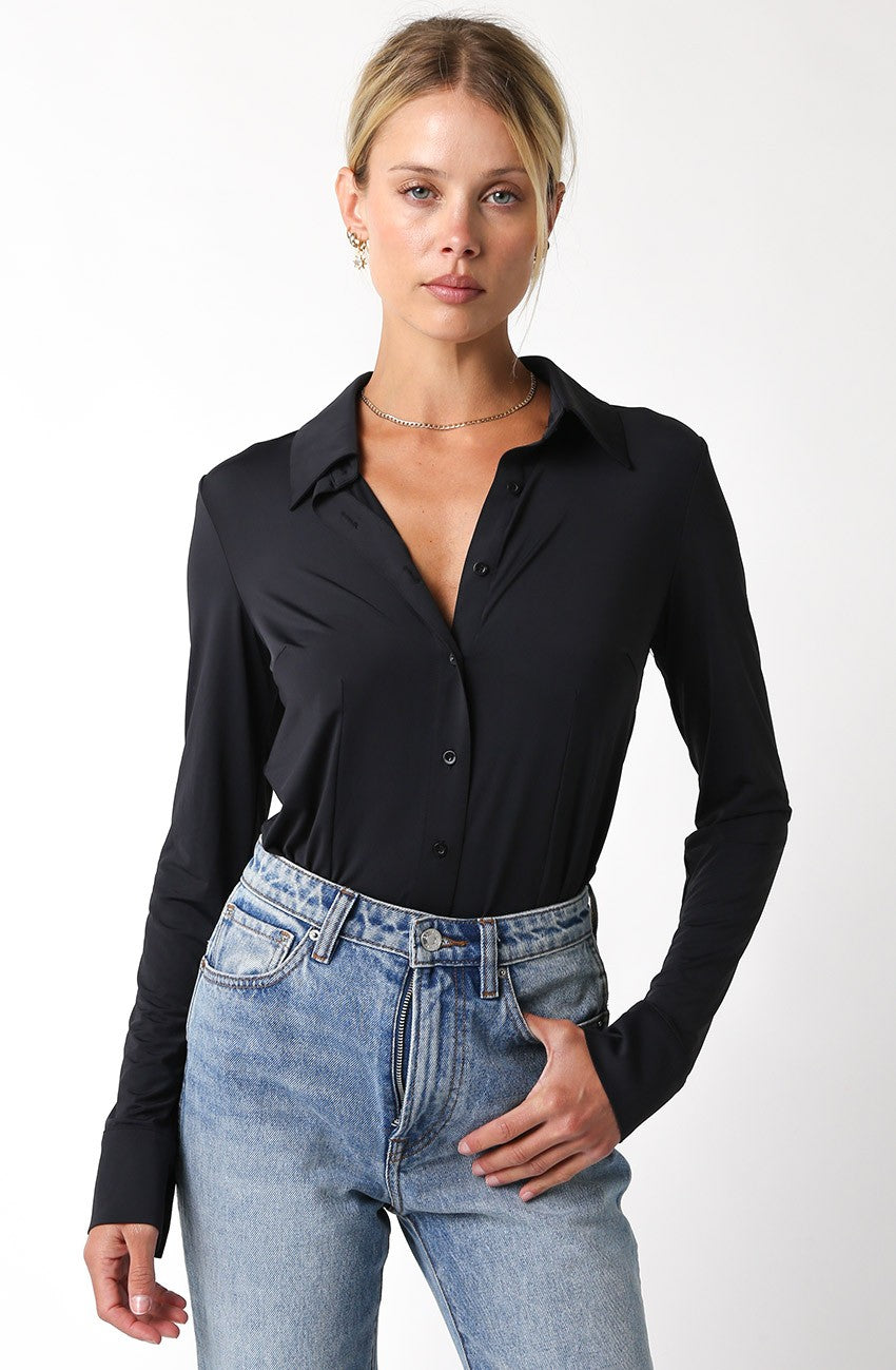 long sleeve button down bodysuit