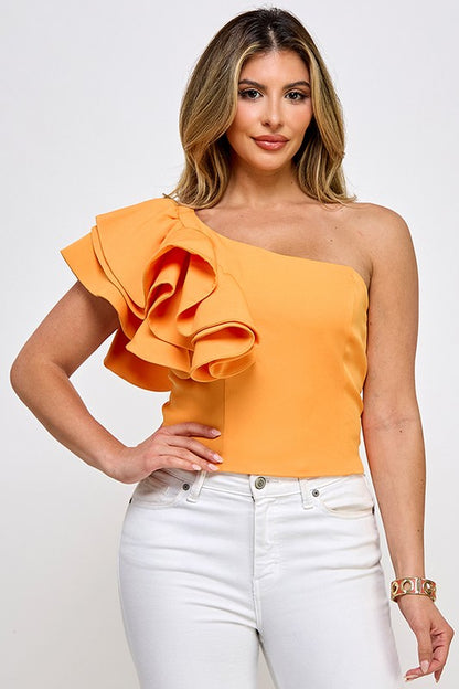 ruffle one shoulder top