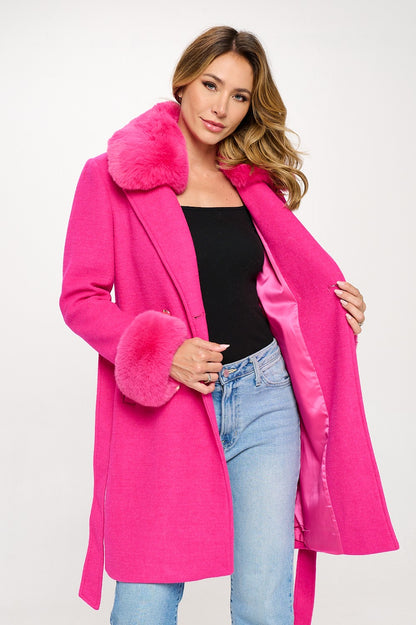 Wool Faux Fur Coat