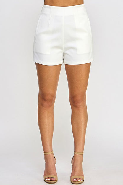 high waist flat front shorts