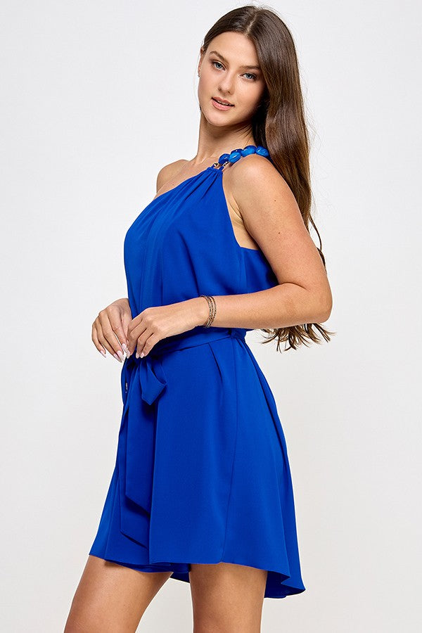 stone strap one shoulder dress