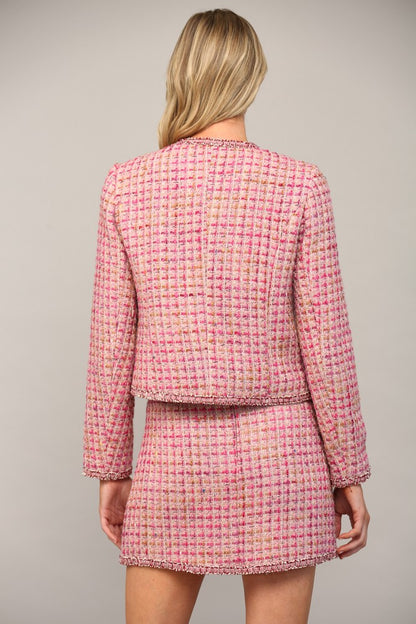 patch pocket tweed blazer