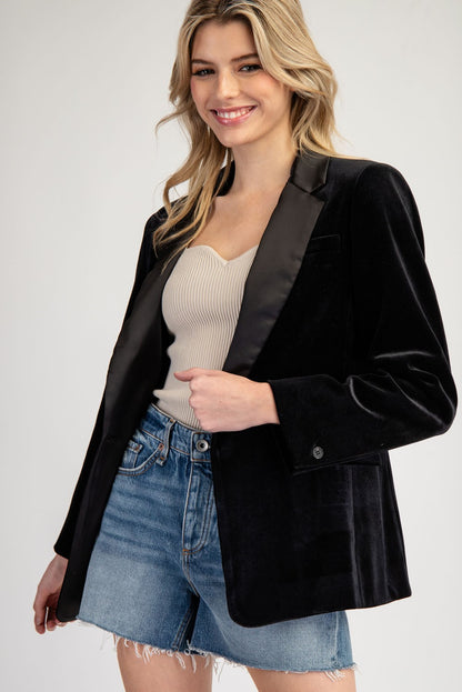 satin lapel velvet blazer