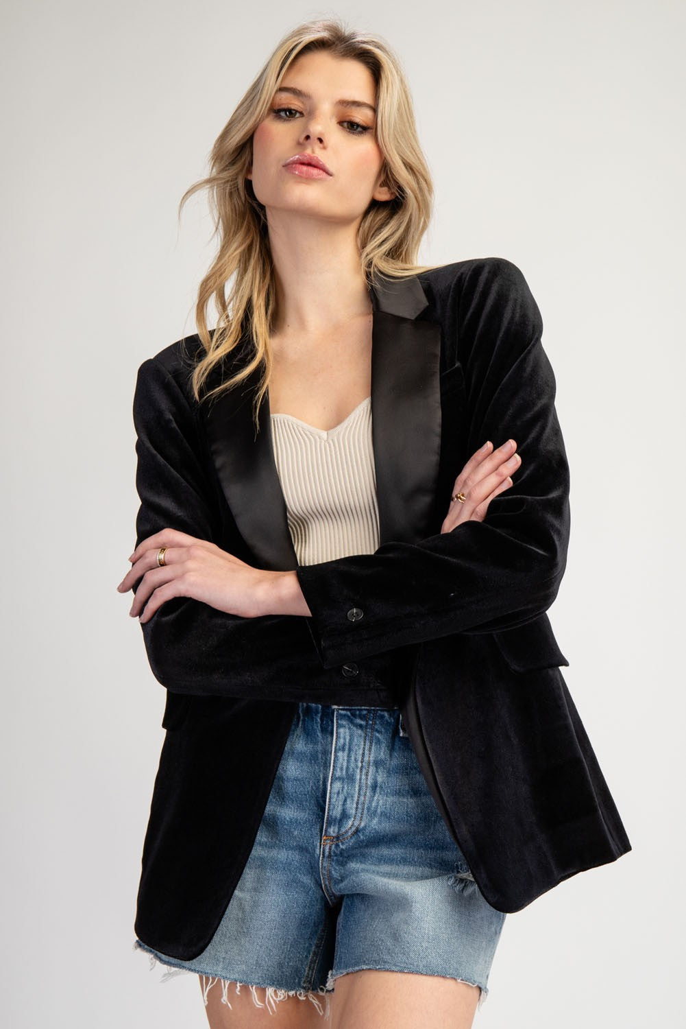 satin lapel velvet blazer