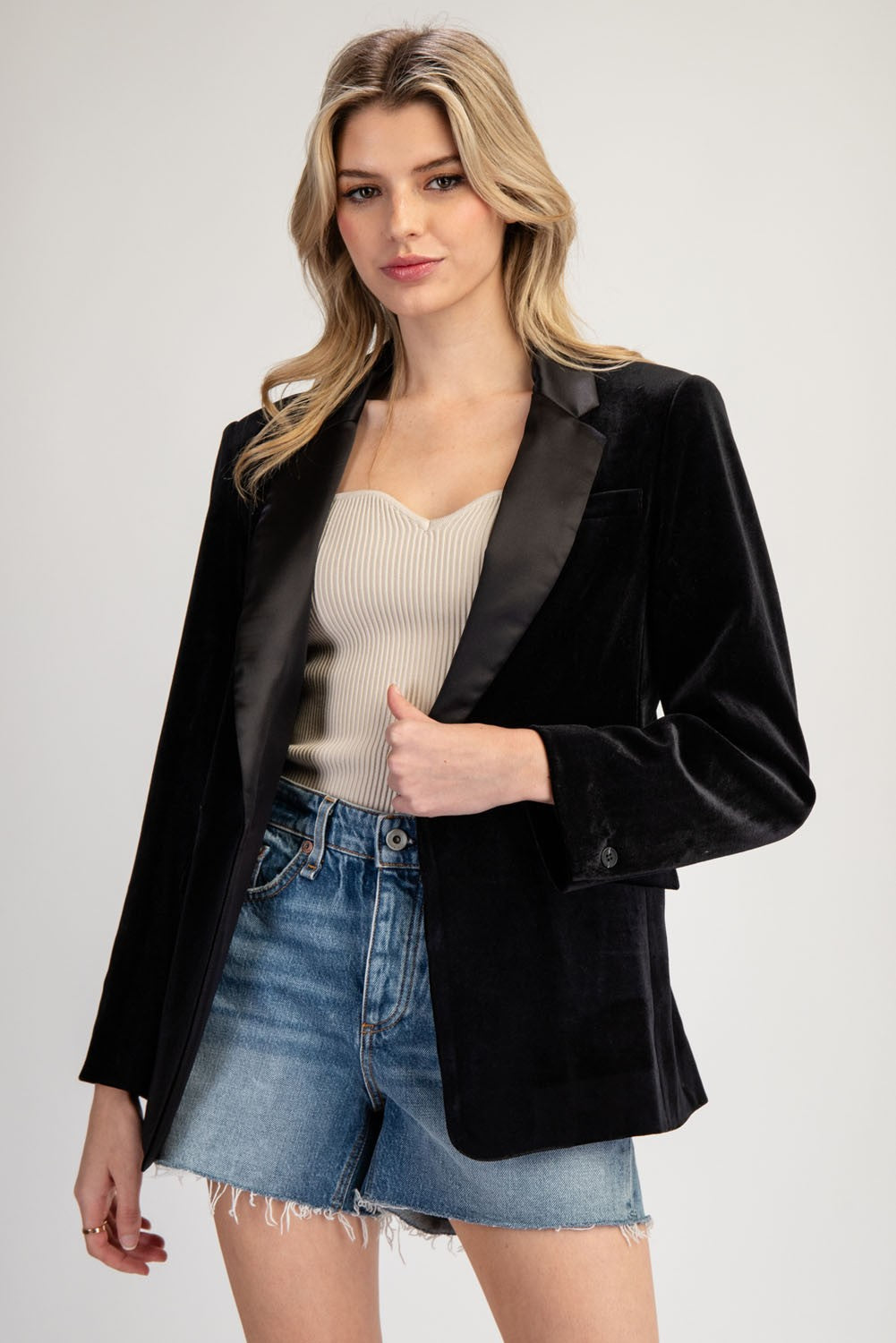 satin lapel velvet blazer