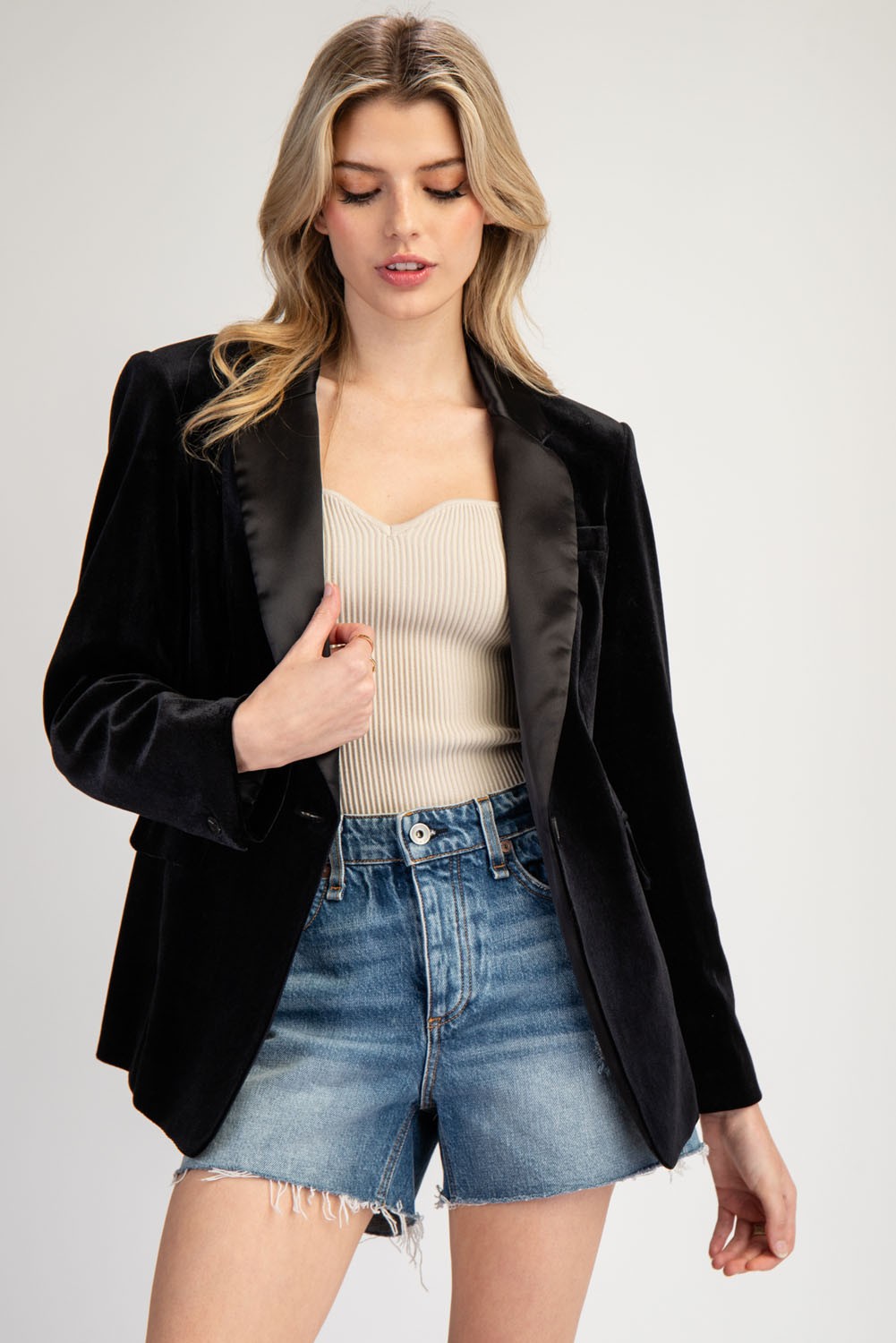 satin lapel velvet blazer