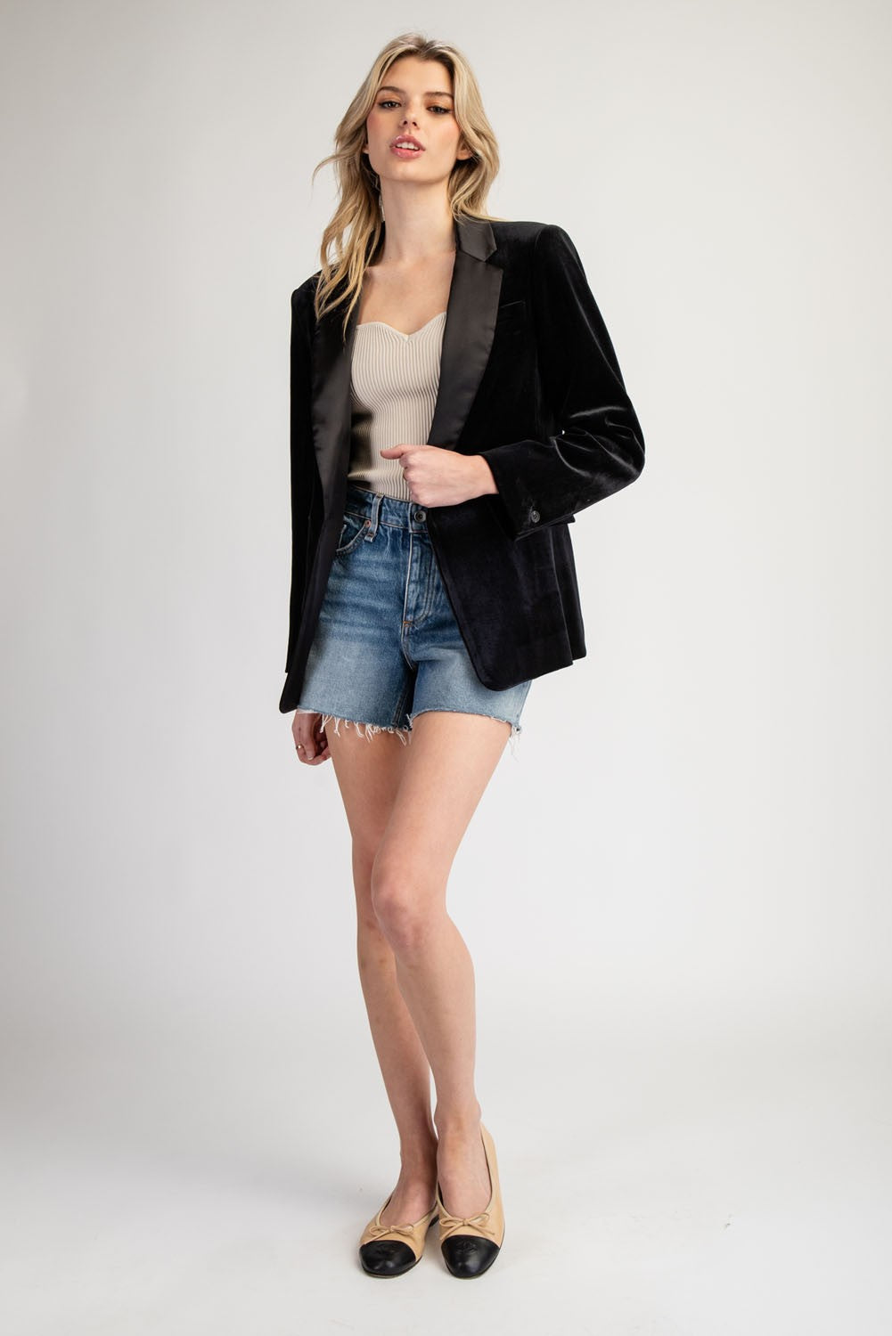 satin lapel velvet blazer