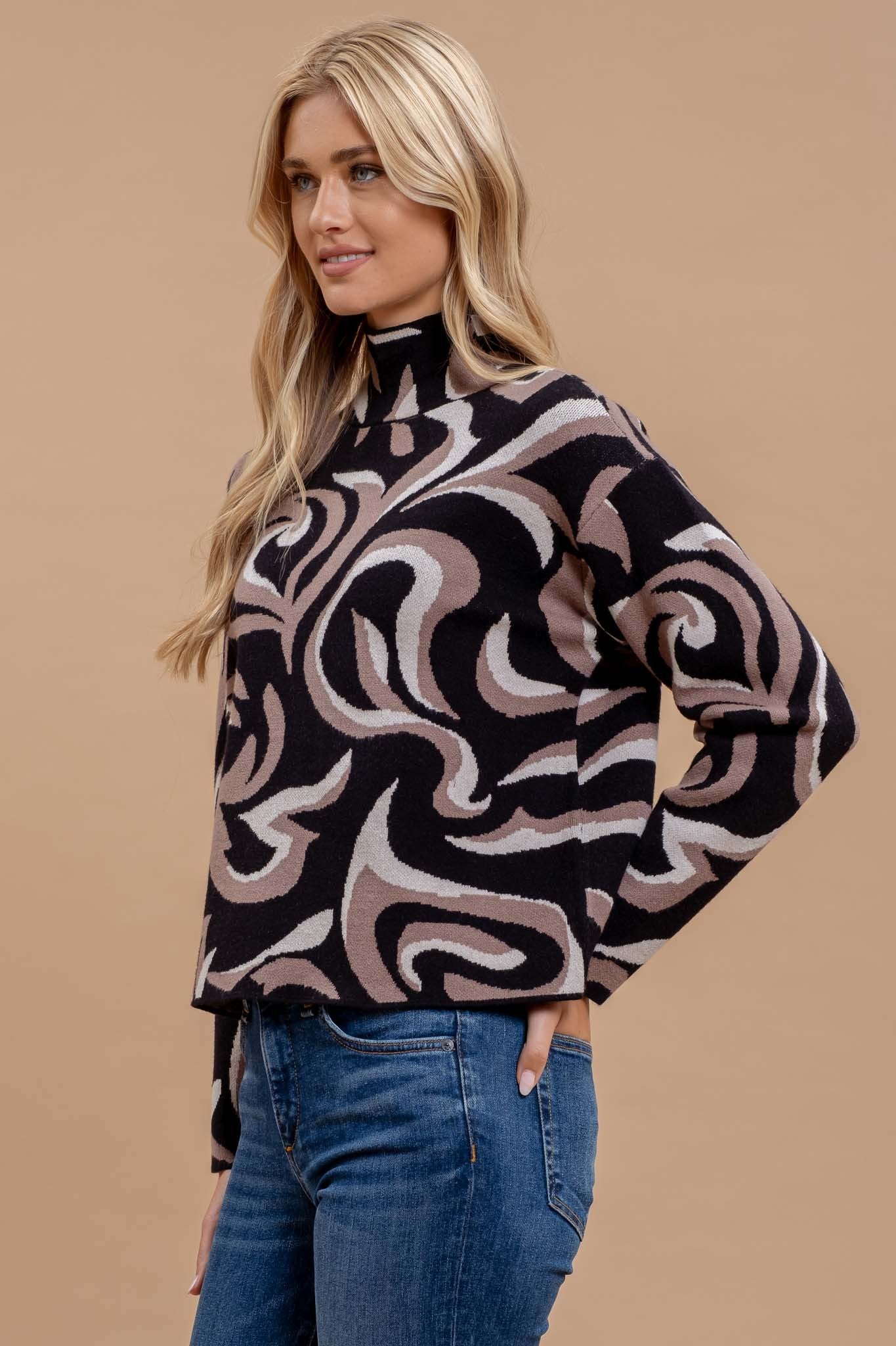 marbled turtleneck sweater