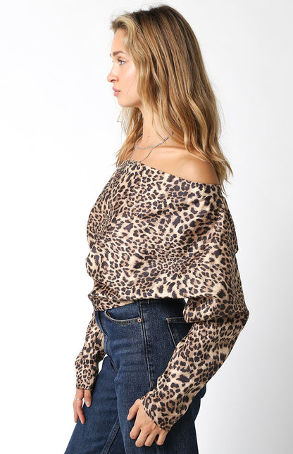 knit leopard dolman top