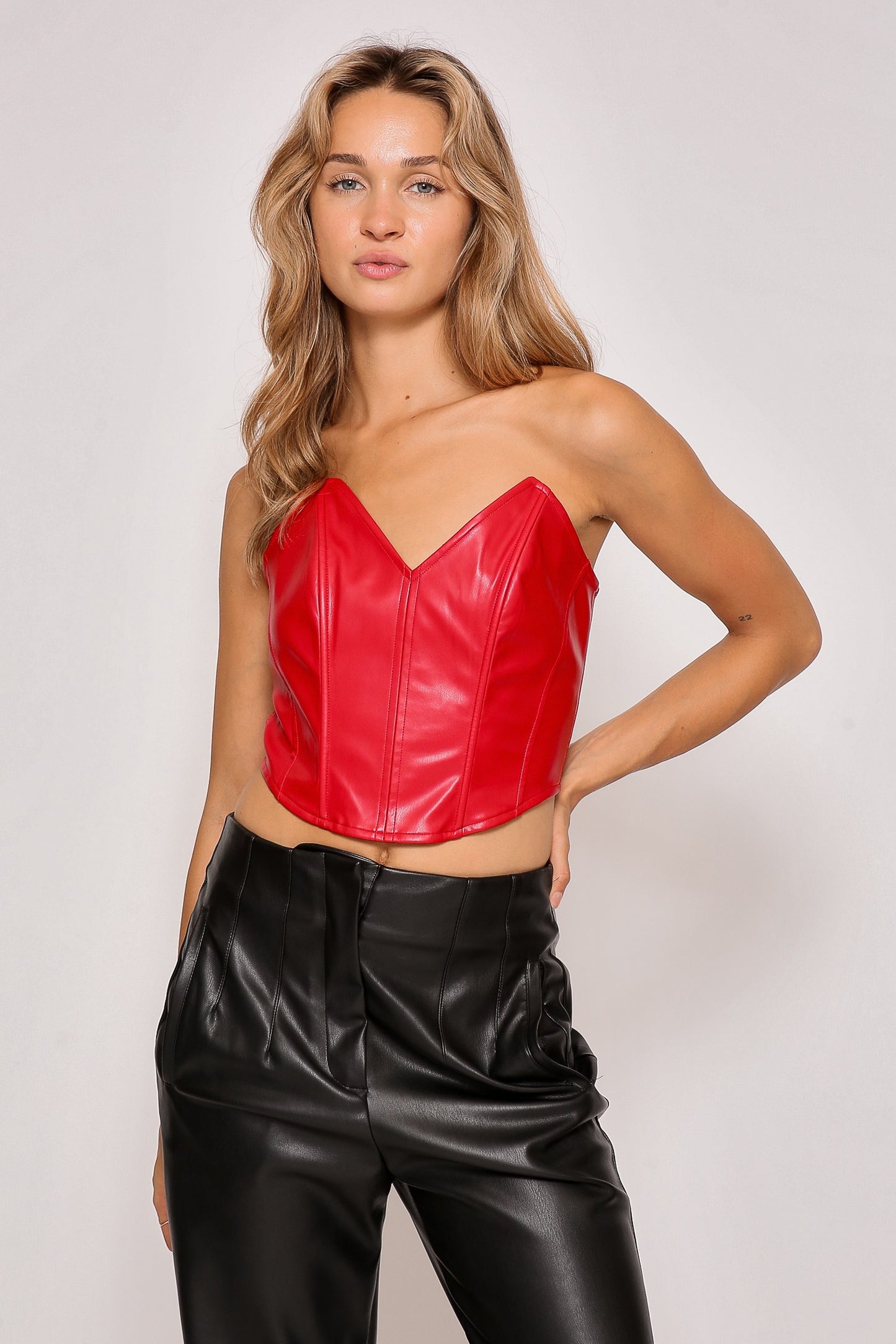 Night out faux leather corset top