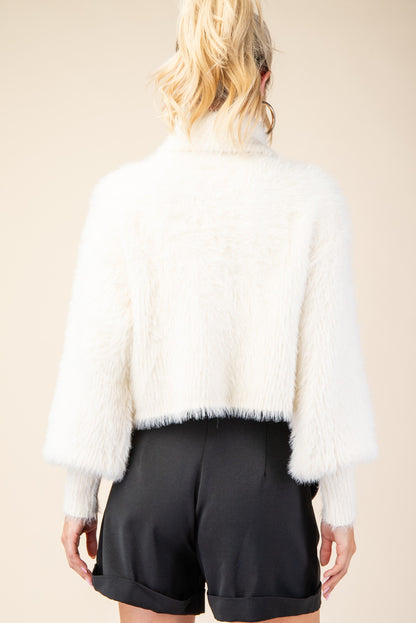 fuzzy turtleneck sweater