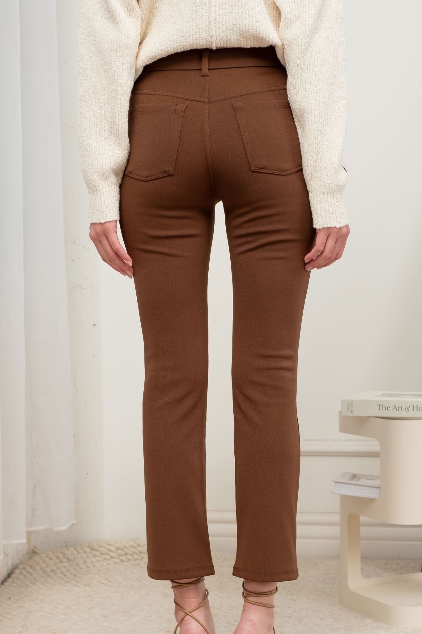 high waist straight leg stretch pant