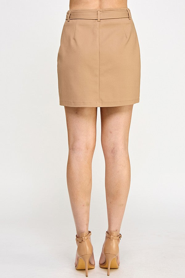 Mini Skirt with Jewel Buckle Belt