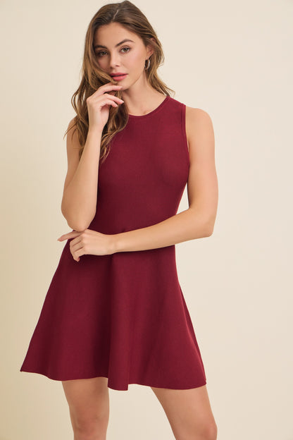 sleeveless fit & flare sweater dress