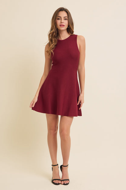 sleeveless fit & flare sweater dress