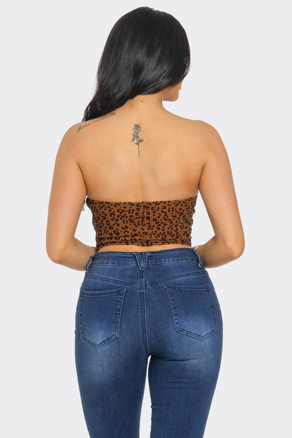 leopard strapless corset top