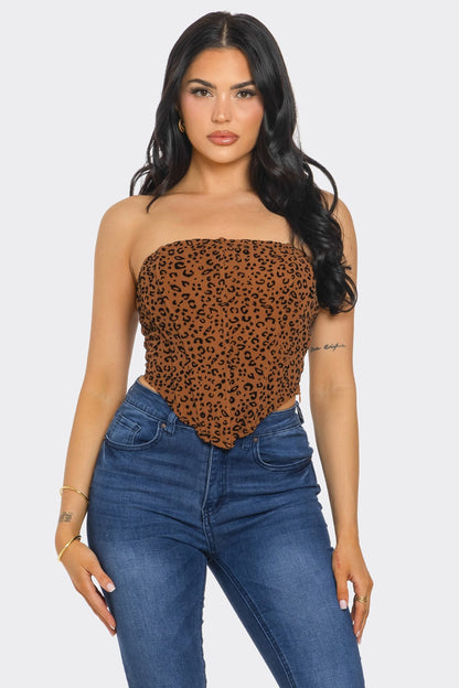 leopard strapless corset top