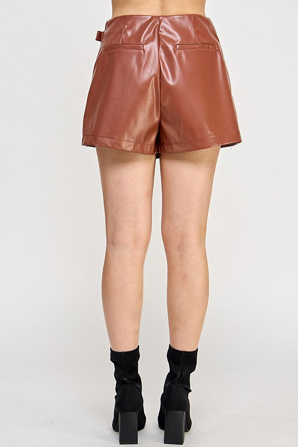 faux leather wrap skort