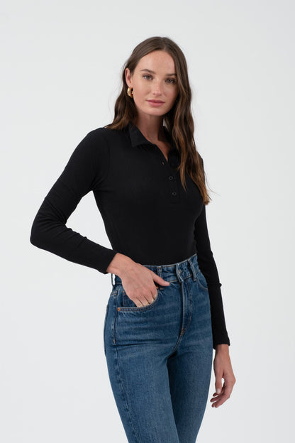 collared long sleeve bodysuit