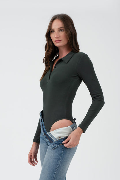 collared long sleeve bodysuit