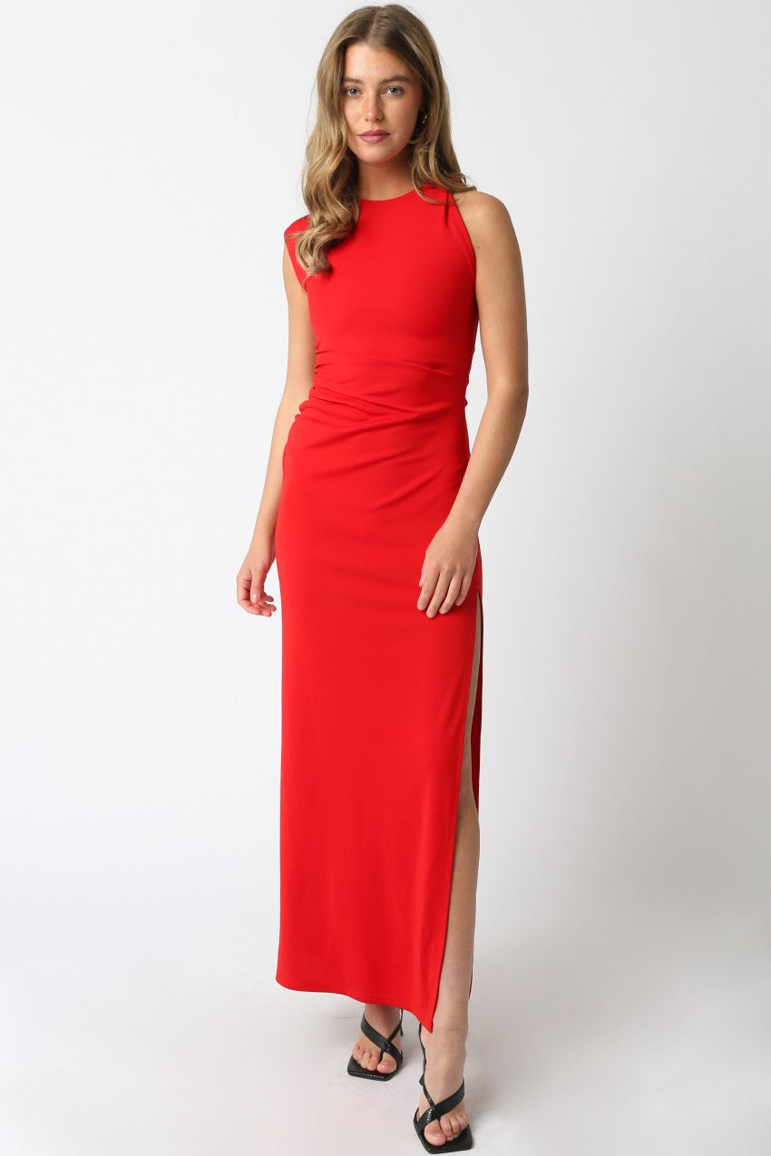 Ava ruched sleeveless maxi dress