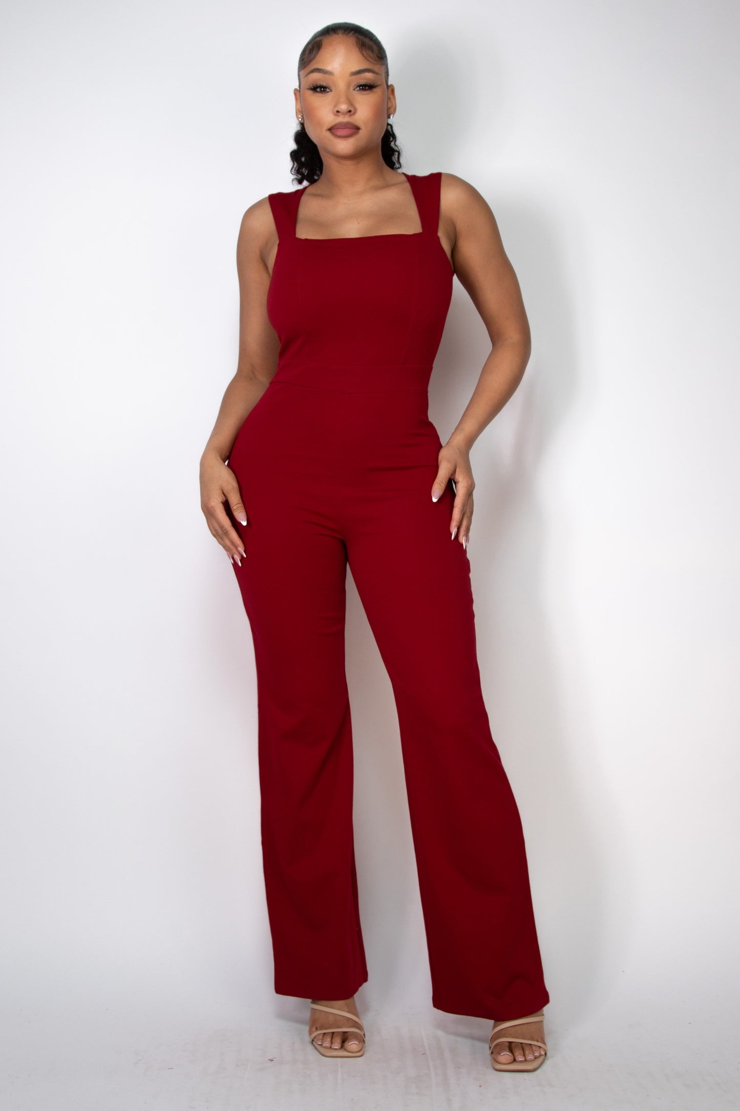 square neck sleeveless jumpsuit