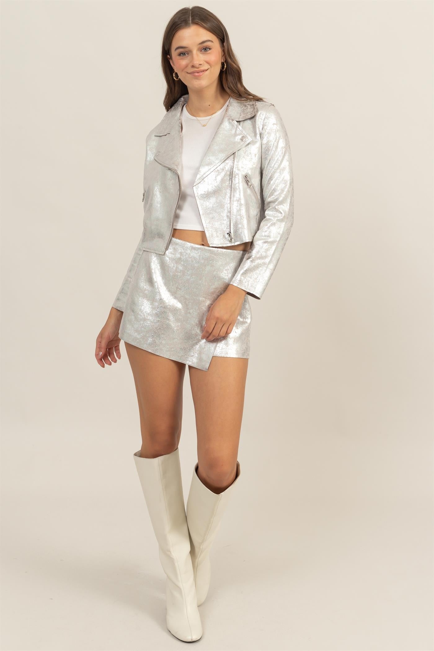 metallic moto jacket