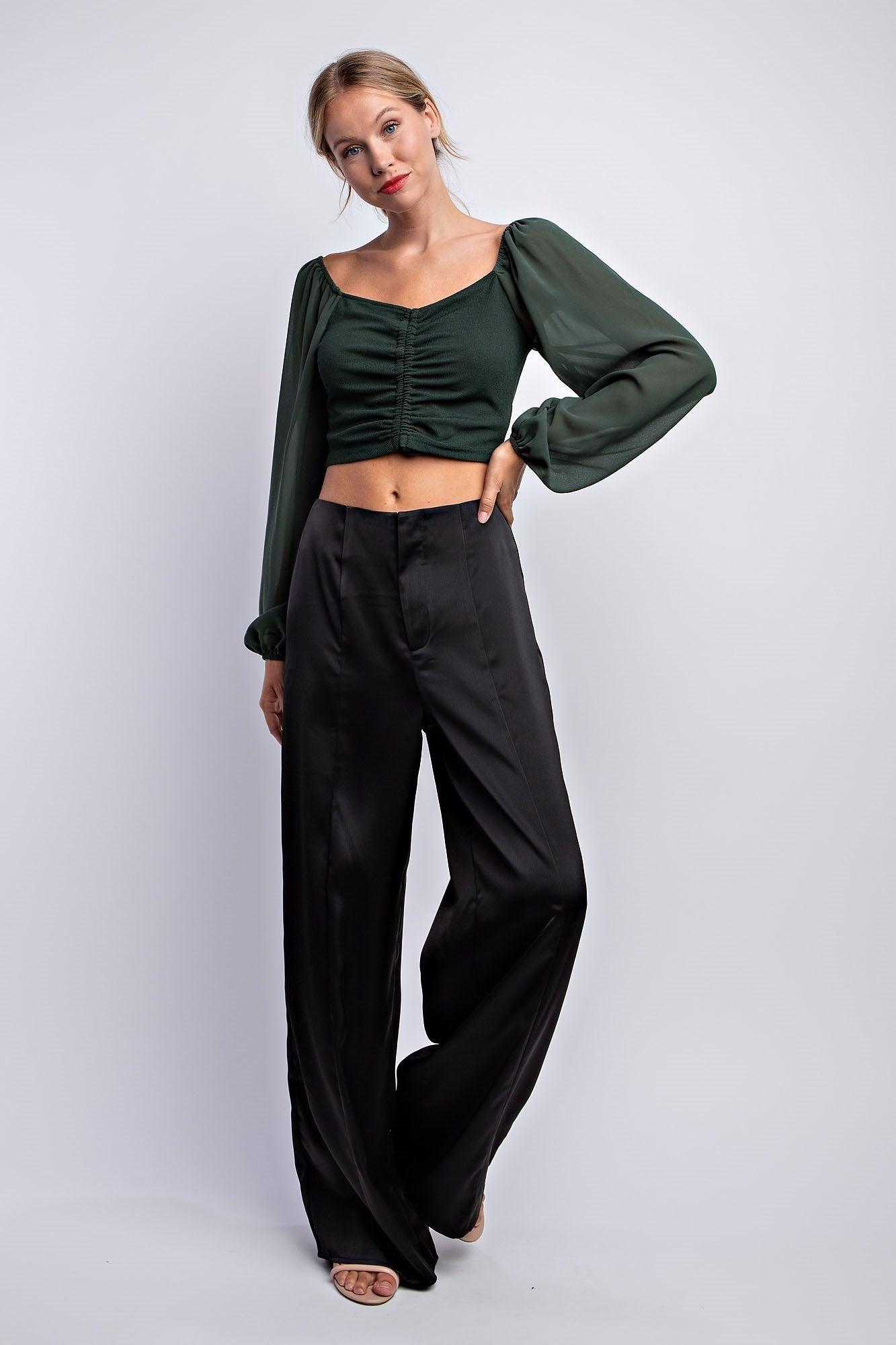 satin wide leg pants - RK Collections Boutique