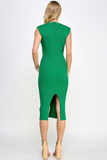 cap sleeve sweetheart neckline ribbed knit dress - RK Collections Boutique