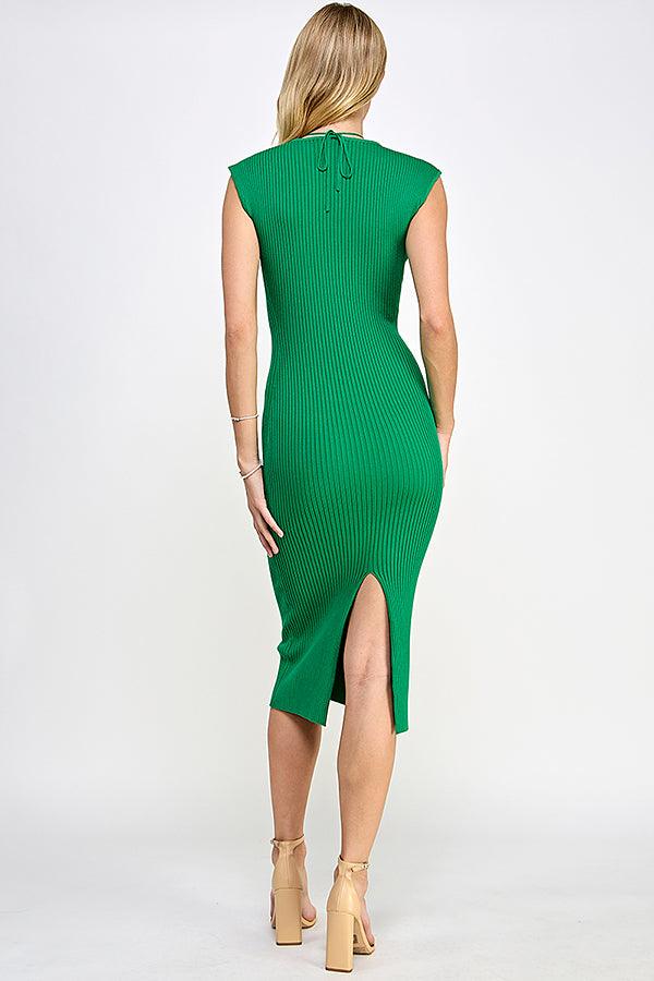 cap sleeve sweetheart neckline ribbed knit dress - RK Collections Boutique