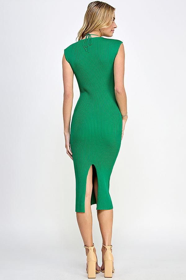 cap sleeve sweetheart neckline ribbed knit dress - RK Collections Boutique