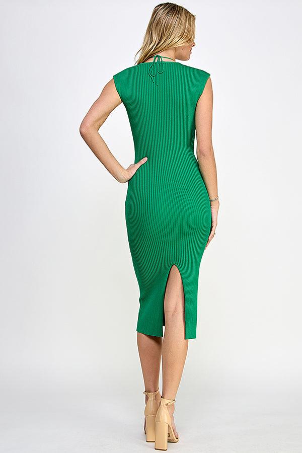 cap sleeve sweetheart neckline ribbed knit dress - RK Collections Boutique