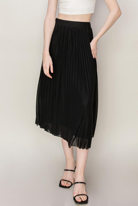 pleated midi skirt