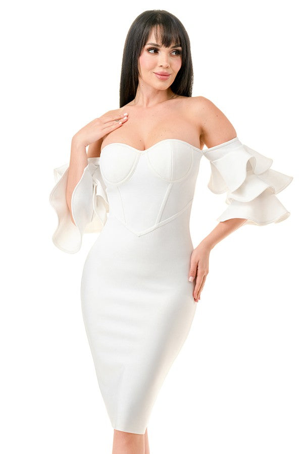 bandage strapless bustier dress with sleeves