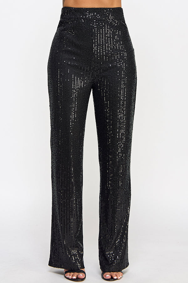 sequin wide leg pants