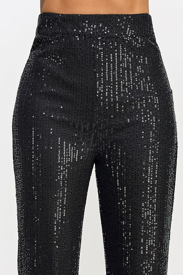 sequin wide leg pants