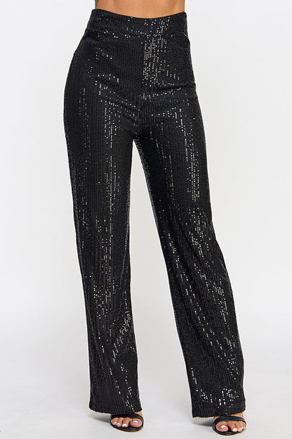 sequin wide leg pants