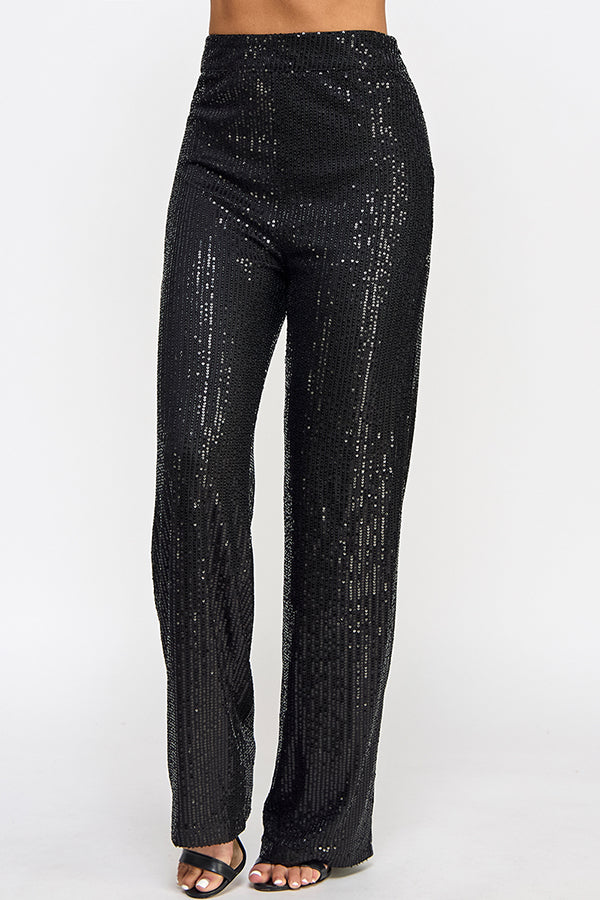 sequin wide leg pants